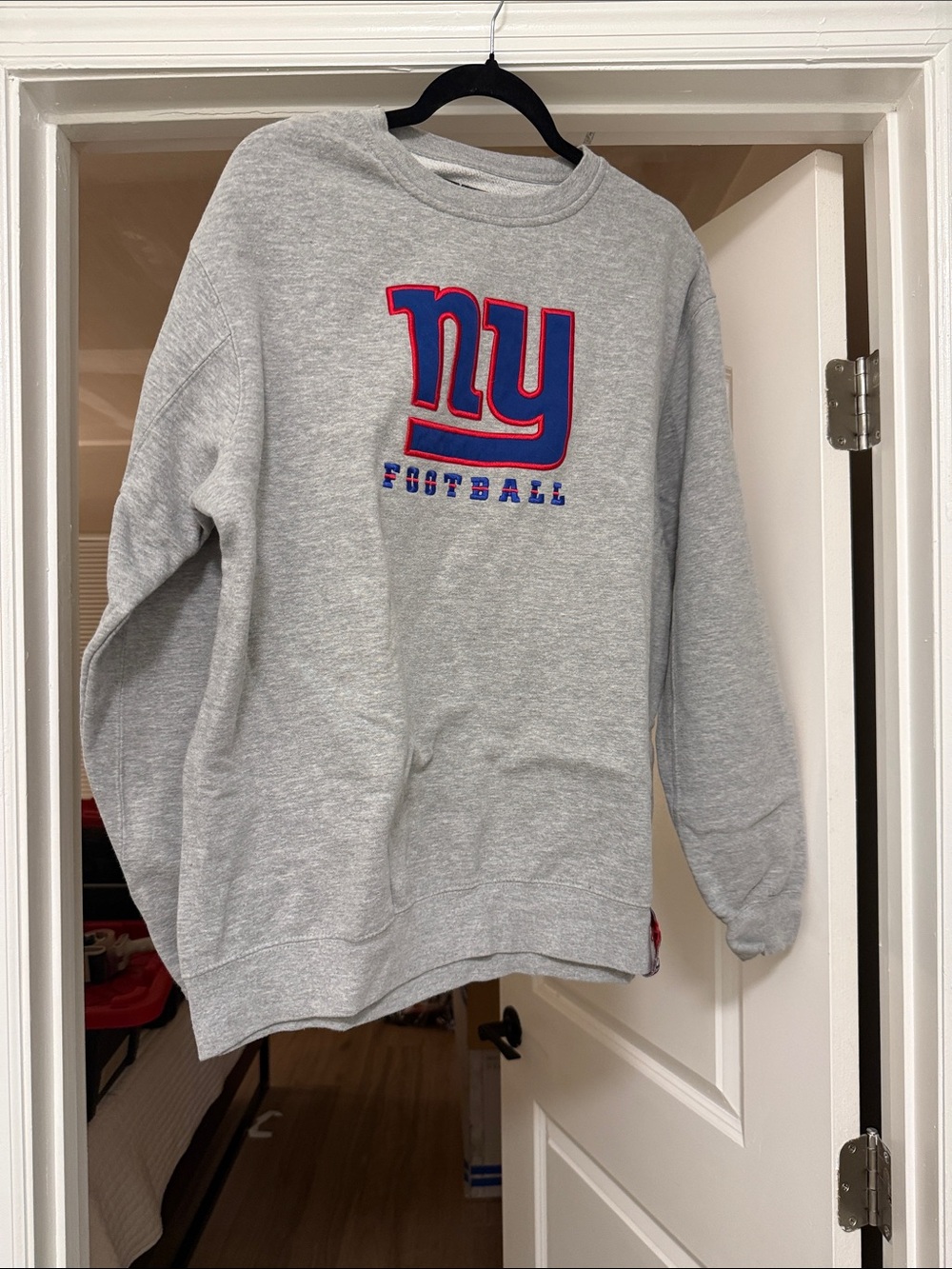 NFL Gray Crewneck Sweatshirt with Blue and Red NY Logo